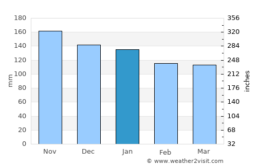 Bidart average rain in January