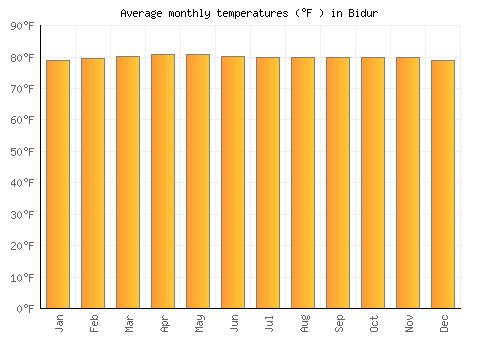 Bidur average temperature chart (Fahrenheit)