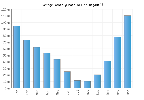 Bigadiç monthly rainfall chart (mm)