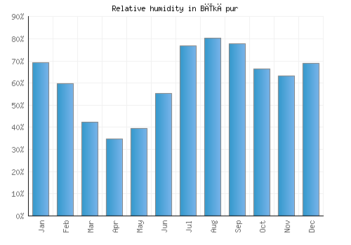 Bīkāpur relative humidity averages