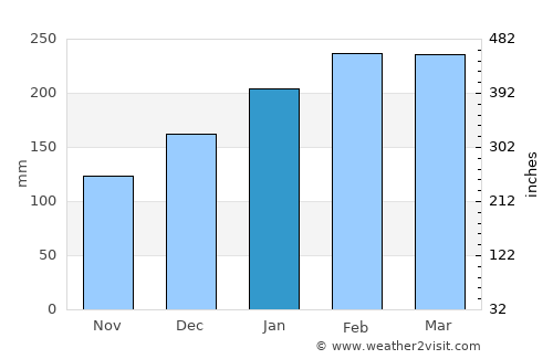 Bilambil average rain in January