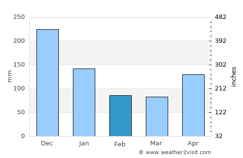 Bireun average rain in February