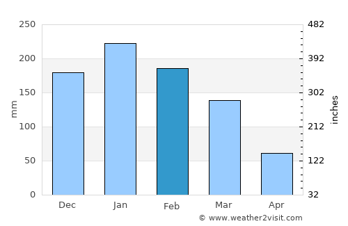 Birigui average rain in February