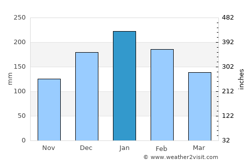 Birigui average rain in January