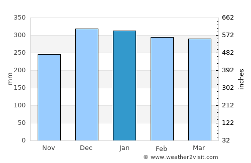 Biritiba Mirim average rain in January