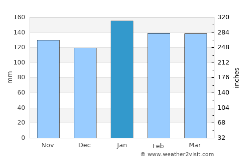 Biscoitos average rain in January