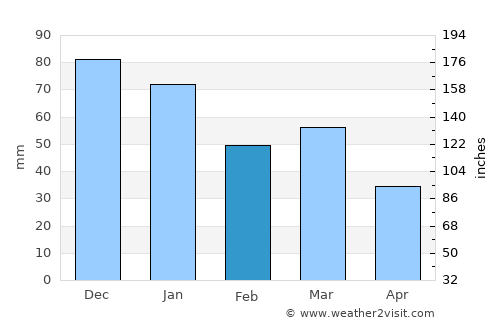 Bismo average rain in February