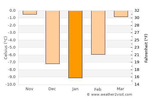 Bison average temperature in January