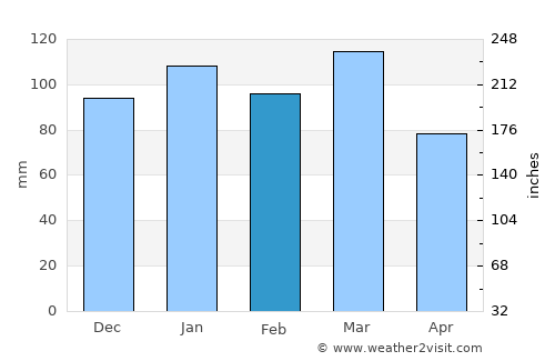 Blackshear average rain in February