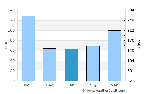 Bluefields average rain in January