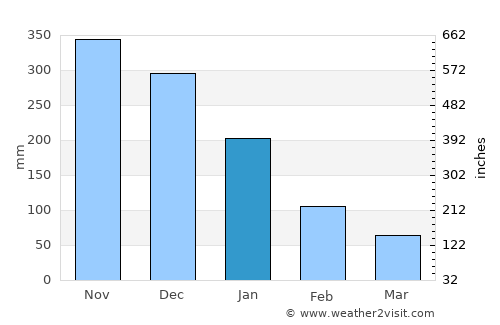 Bluefields average rain in January