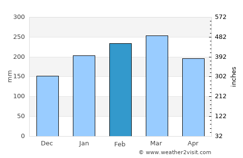 Boambee average rain in February