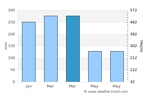 Boca do Acre average rain in March