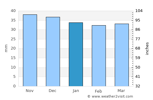 Bodoc average rain in January