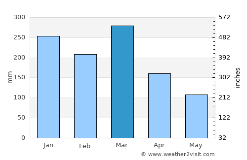 Bojonegoro average rain in March