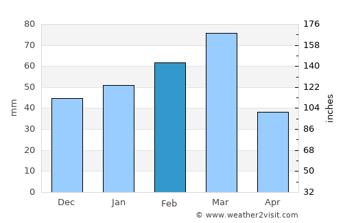 Bokeelia average rain in February