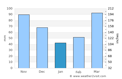 Bolivar average rain in January