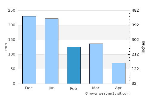 Bom Jesus do Galho average rain in February