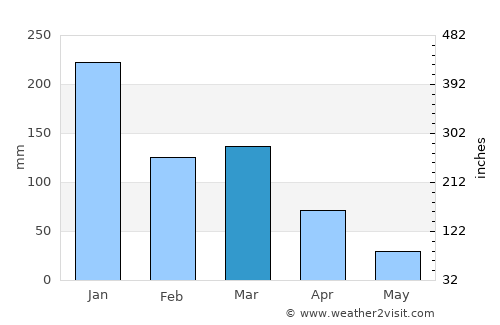 Bom Jesus do Galho average rain in March