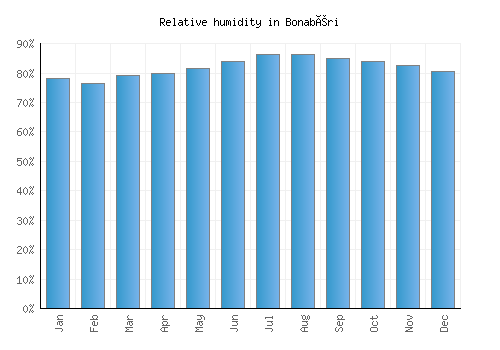 Bonabéri relative humidity averages