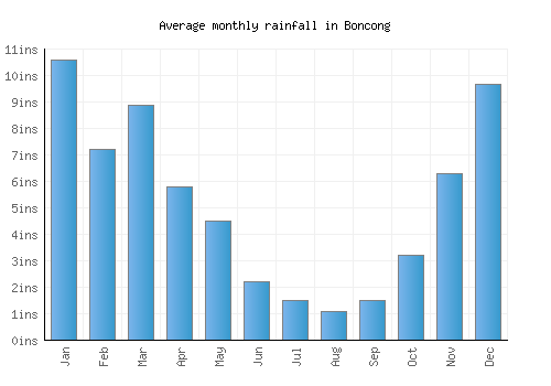 Boncong monthly rainfall chart (inches)
