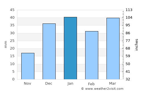 Borūjen average rain in January