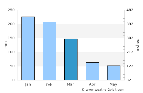 Botucatu average rain in March