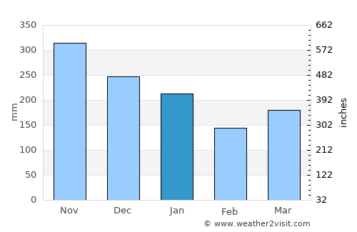 Bouillante average rain in January