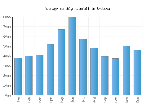 Brabova monthly rainfall chart (mm)