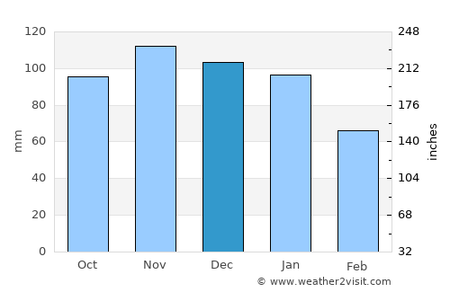 Bracebridge average rain in December
