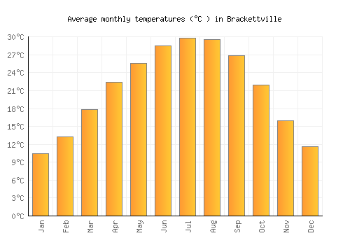 Brackettville average temperature chart (Celsius)