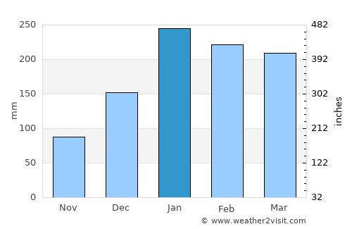 Bras-Panon average rain in January