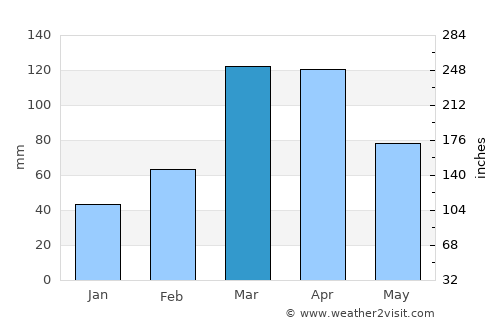Brejo da Madre de Deus average rain in March