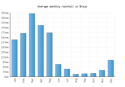 Brejo monthly rainfall chart (mm)