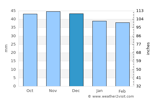 Brezoi average rain in December