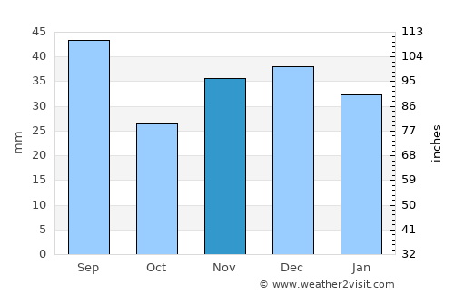 Briceni average rain in November