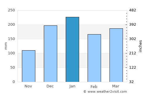 Brokopondo average rain in January