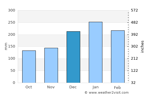 Brotas average rain in December