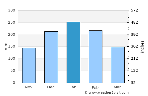 Brotas average rain in January