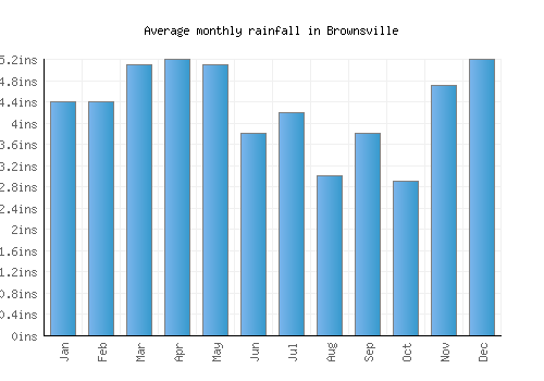 Brownsville monthly rainfall chart (inches)