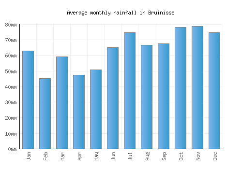 Bruinisse monthly rainfall chart (mm)