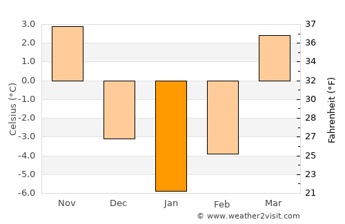 Brzeziny average temperature in January