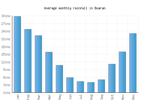Buaran monthly rainfall chart (inches)