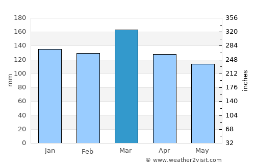 Buchanan average rain in March