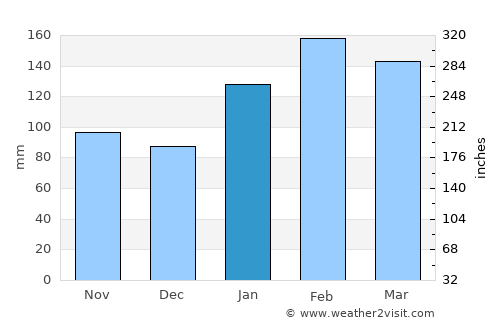 Budgewoi average rain in January
