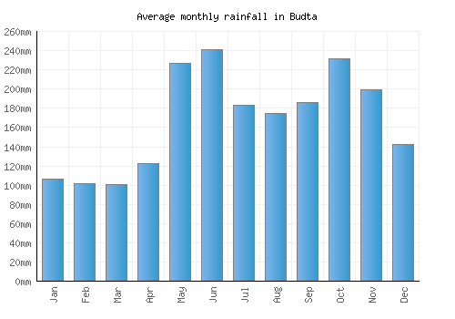 Budta monthly rainfall chart (mm)