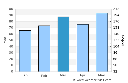 Buena Vista average rain in March