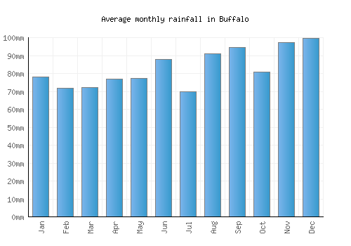 Buffalo monthly rainfall chart (mm)