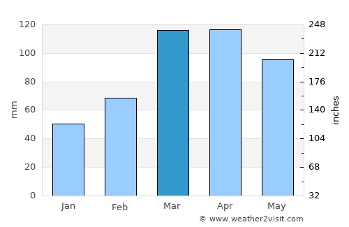 Buíque average rain in March