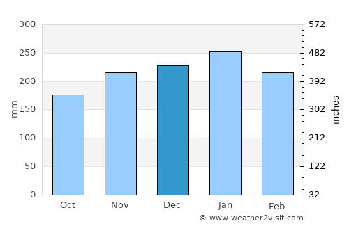 Bukittinggi average rain in December